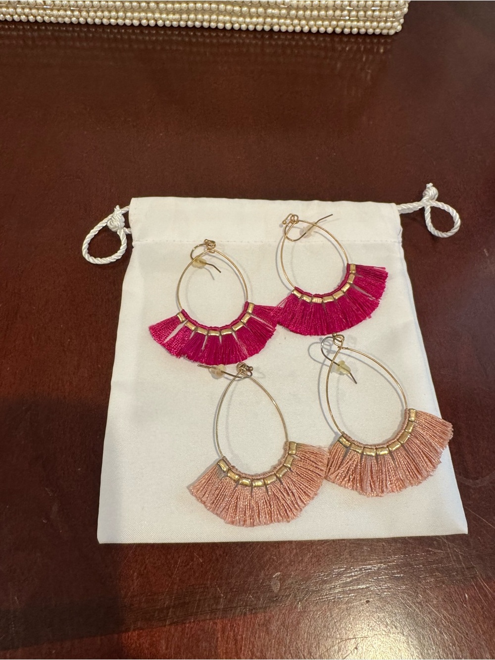 Womens Hoop Fringe Earrings